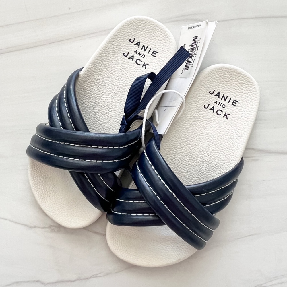 NWT! Janie and Jack Blue and White Criss-Cross Sandals Size 9